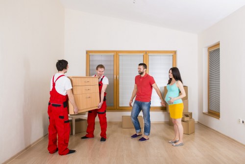 Charitable donation boxes and reusable furniture prepared for collection