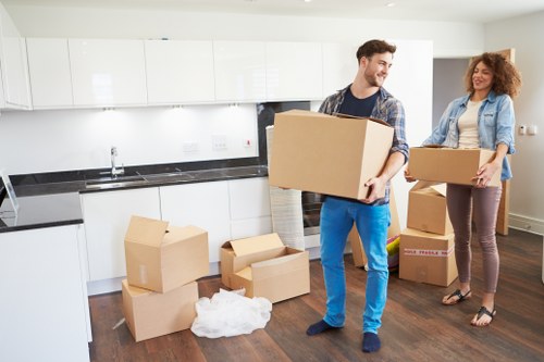 Commercial moving van loaded for an office relocation in Fulham