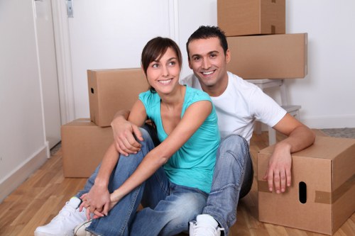 Boxes and household items prepared for removals van service in Fulham