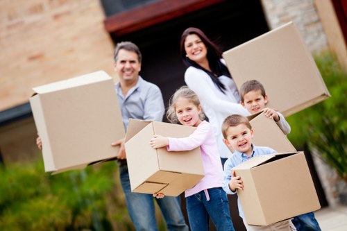Packed moving boxes and furniture handled by local Fulham removals team
