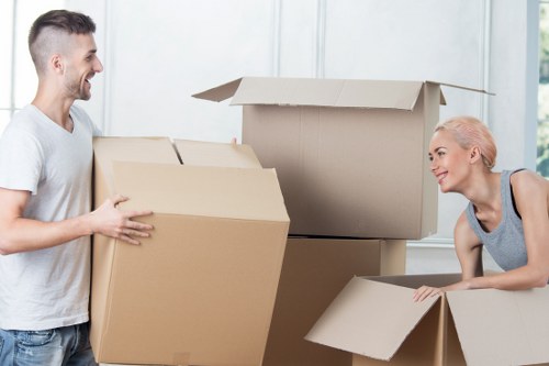Packed boxes ready for house removals in Fulham