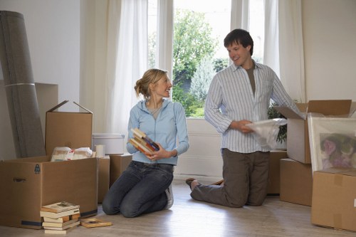 Packed boxes and furniture inside a removals van for Fulham move