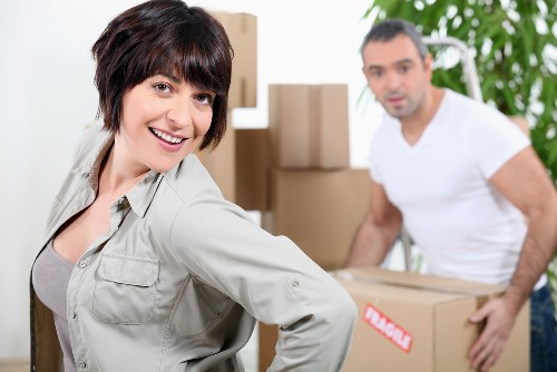 Professional van removal team following safety procedures